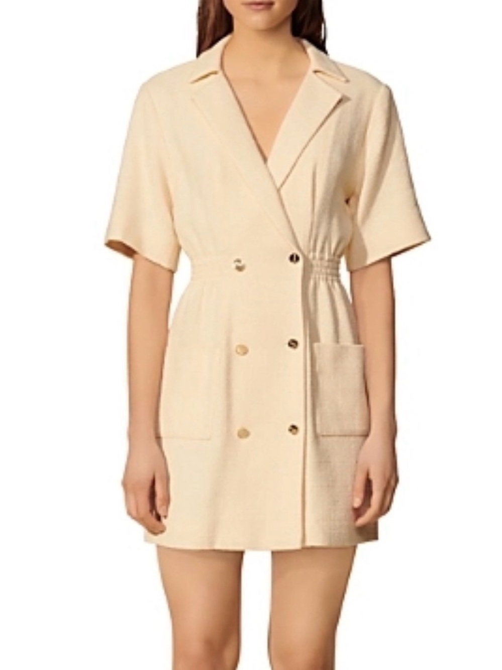 Sandro Cream Tweed Short Blazer